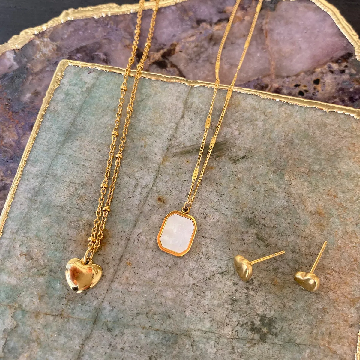 2046-0243 Pure Steel 14K Gold Heart Necklace