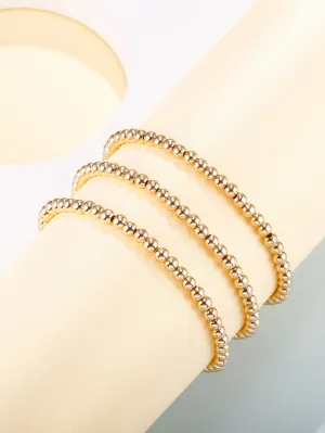 3pcs Minimalist Gold Color Beaded Bracelet Women Bracelet Stackable Bracelet