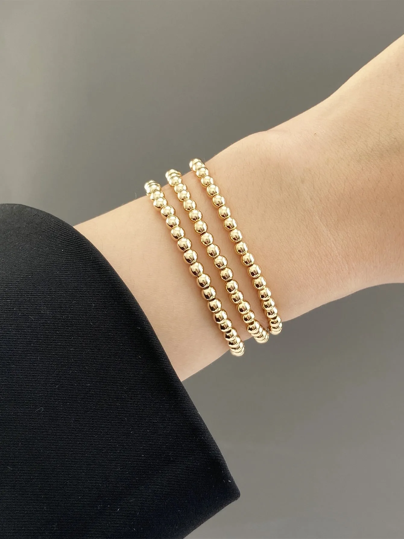 3pcs Minimalist Gold Color Beaded Bracelet Women Bracelet Stackable Bracelet