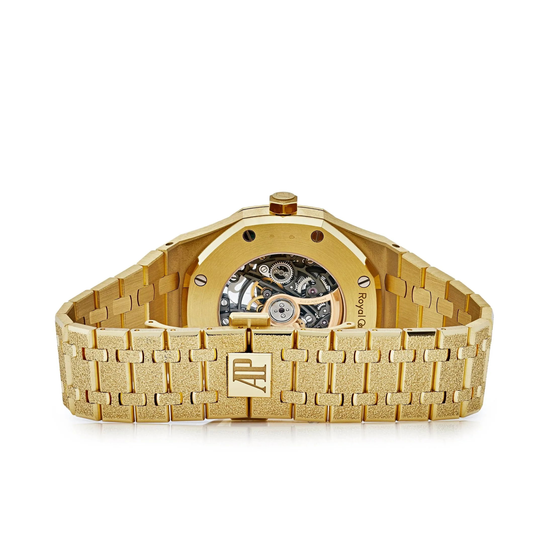 Audemars Piguet Royal Oak 15412BA.YG.1224BA.01 Rainbow Baguette Frosted Yellow Gold Double Balance Wheel