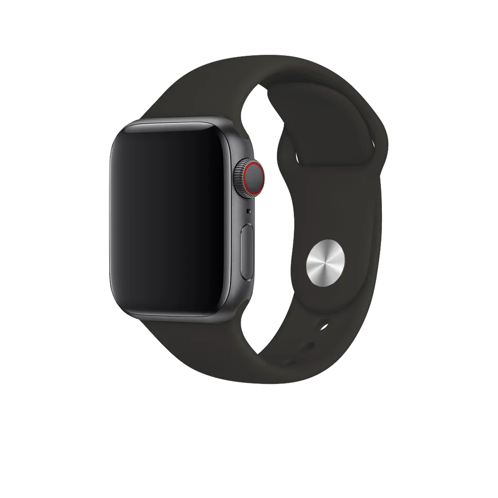 BEHELLO Premium Apple Watch Series 1-8 & SE 42/44mm Silicone Strap - Black  (Apple Watch sold separately)