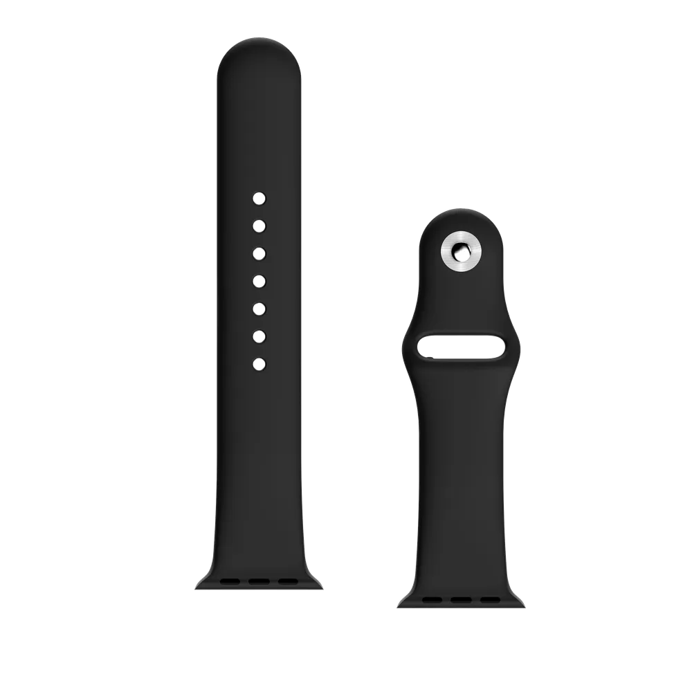 BEHELLO Premium Apple Watch Series 1-8 & SE 42/44mm Silicone Strap - Black  (Apple Watch sold separately)