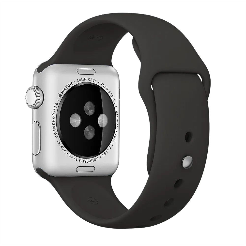 BEHELLO Premium Apple Watch Series 1-8 & SE 42/44mm Silicone Strap - Black  (Apple Watch sold separately)