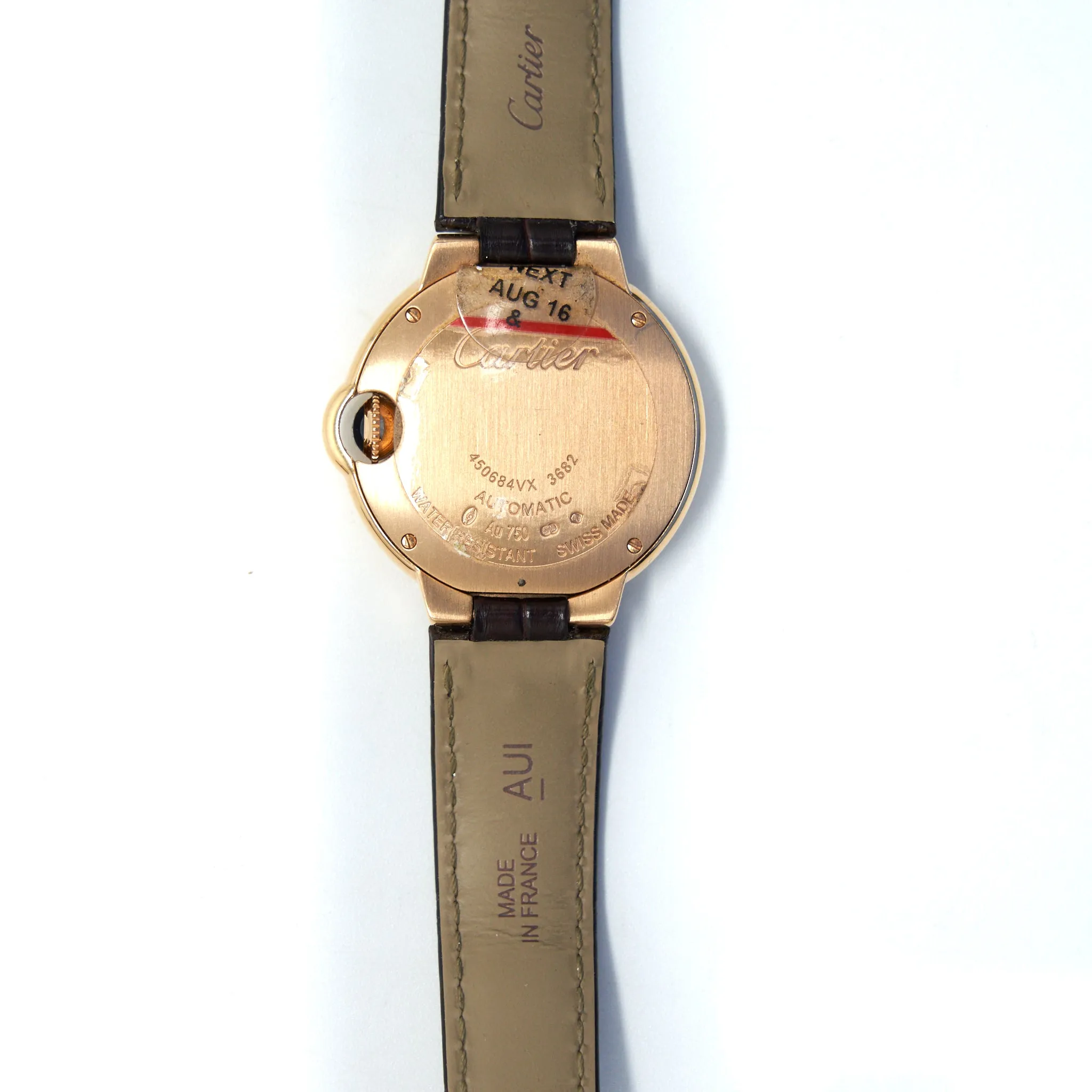 Cartier Ballon Bleu 33mm Auto Gold / Leather W6920097
