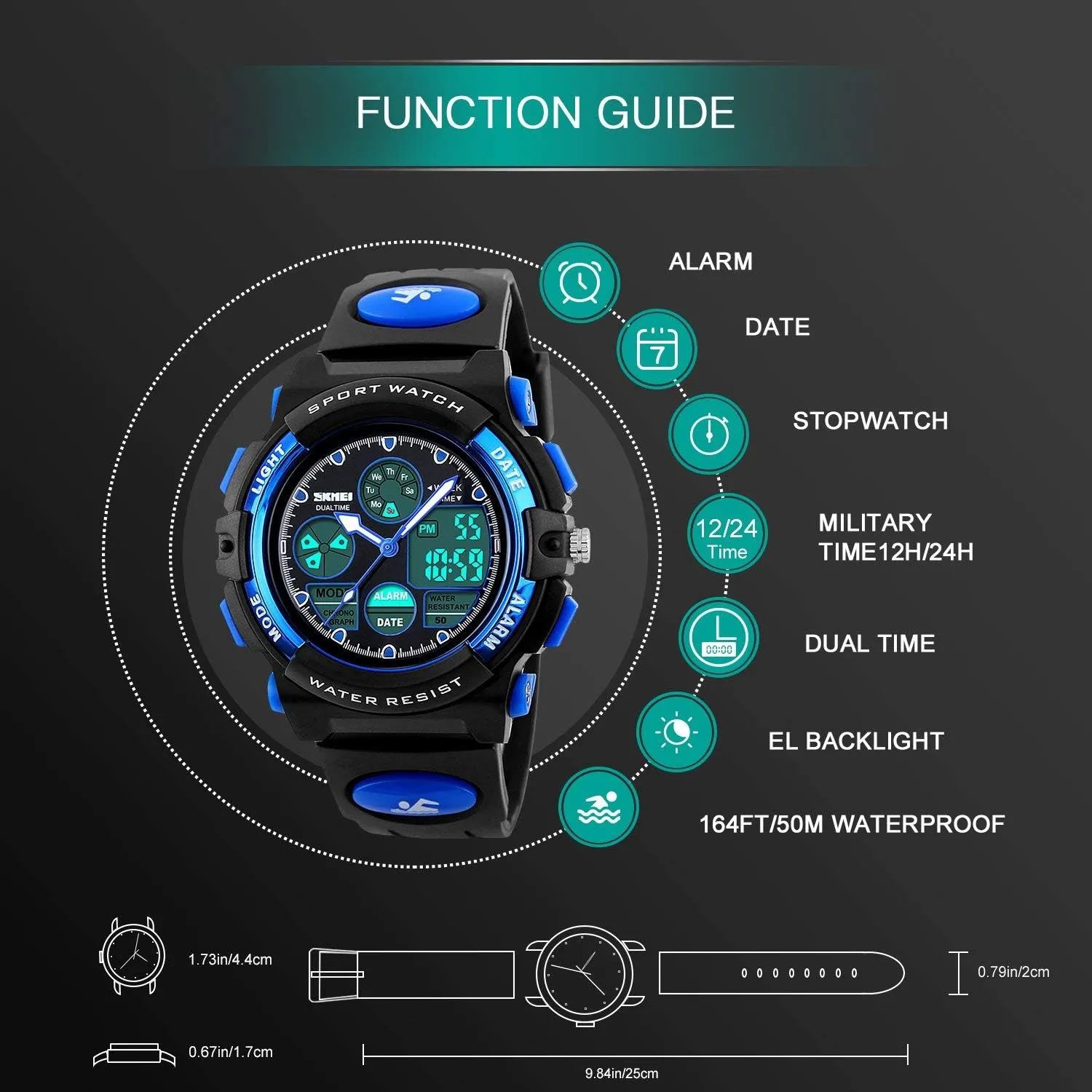 cofuo Kids Digital Sport Watch, Boys Girls Waterproof Sports Outdoor Watches Children Casual Electronic Analog Quartz Wrist Watches with Alarm Stopwatch