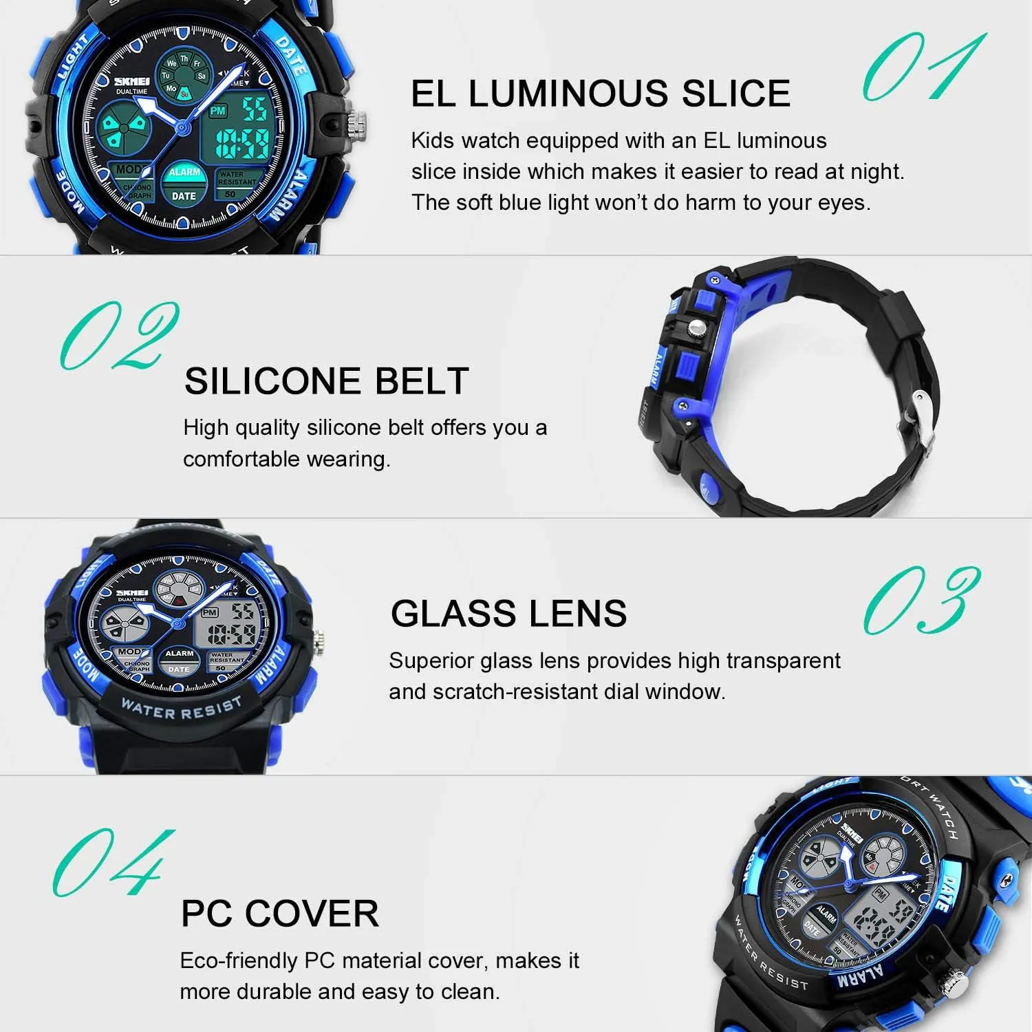 cofuo Kids Digital Sport Watch, Boys Girls Waterproof Sports Outdoor Watches Children Casual Electronic Analog Quartz Wrist Watches with Alarm Stopwatch