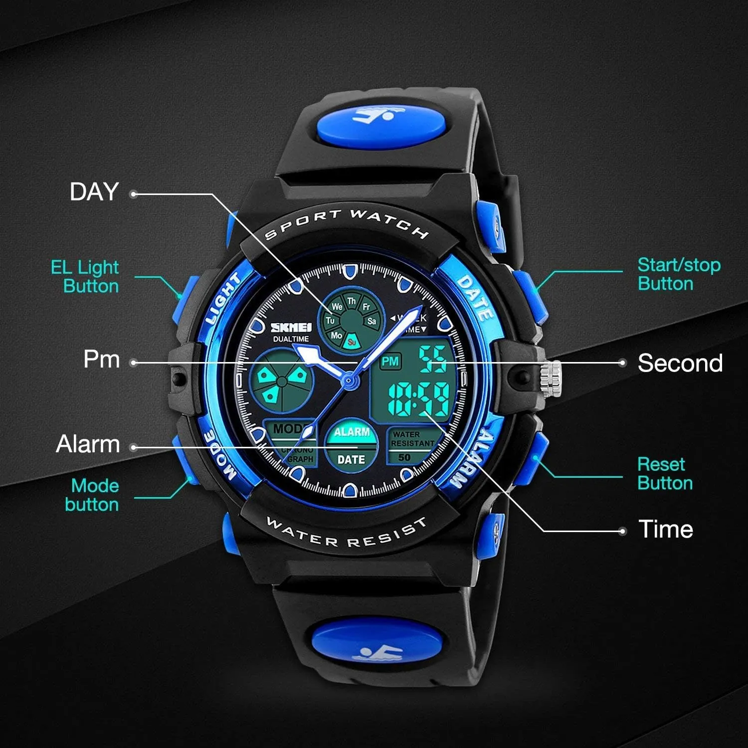cofuo Kids Digital Sport Watch, Boys Girls Waterproof Sports Outdoor Watches Children Casual Electronic Analog Quartz Wrist Watches with Alarm Stopwatch