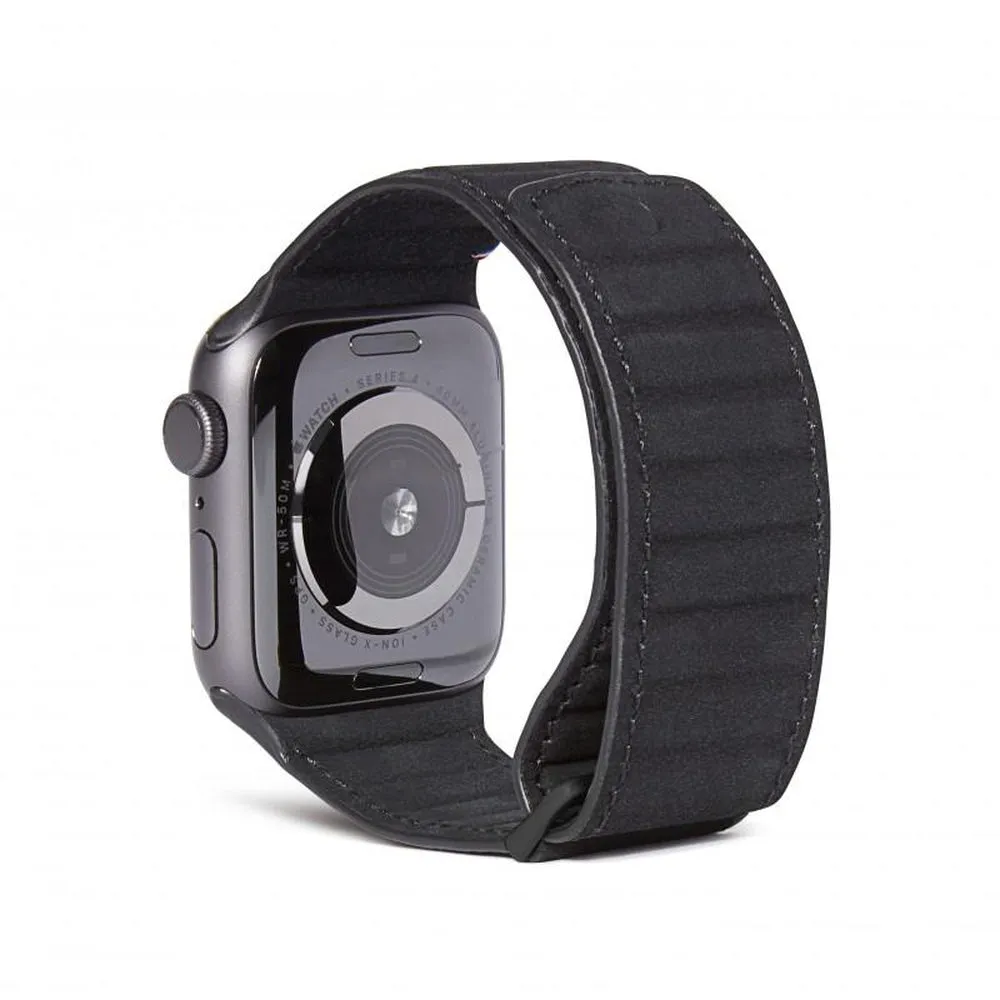DECODED 38-41mm Leather Magnetic Traction Strap for Apple Watch Series 1-8 & SE - Black