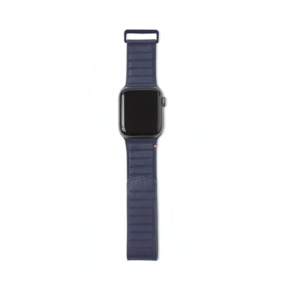 DECODED 38-41mm Leather Magnetic Traction Strap for Apple Watch Series 1-8 & SE - Blue