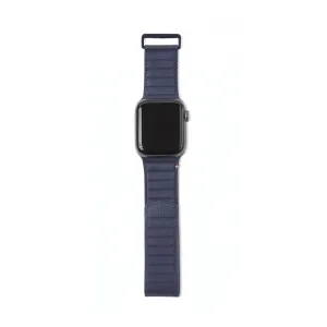 DECODED 42-44mm Leather Magnetic Traction Strap for Apple Watch Series 1-8 & SE - Blue