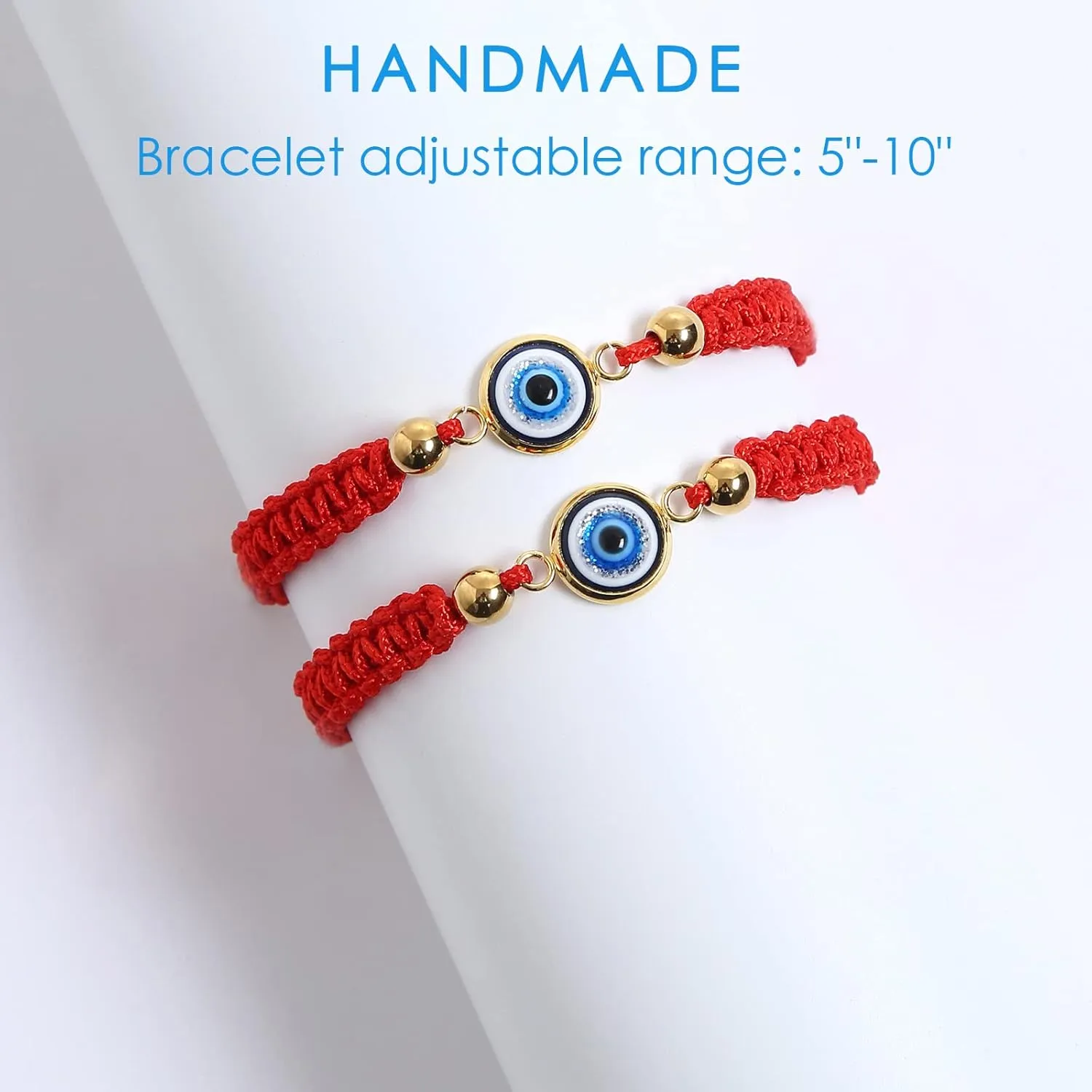 Evil Eye Red Bracelets for Protection - Red String Amulet Adjustable Bracelet For Women Men | Link Knot Lucky Kabbalah Protection Bracelets