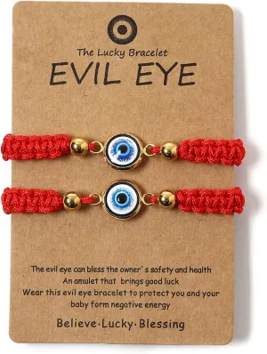 Evil Eye Red Bracelets for Protection - Red String Amulet Adjustable Bracelet For Women Men | Link Knot Lucky Kabbalah Protection Bracelets
