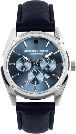 Geoffrey Beene Mens Watch - Elegant Leather Strap Quartz Movement Analog Watch for Men, Gift for Men, Minimalist Wrist Watches with Chronograph Look 41mm (Blue)