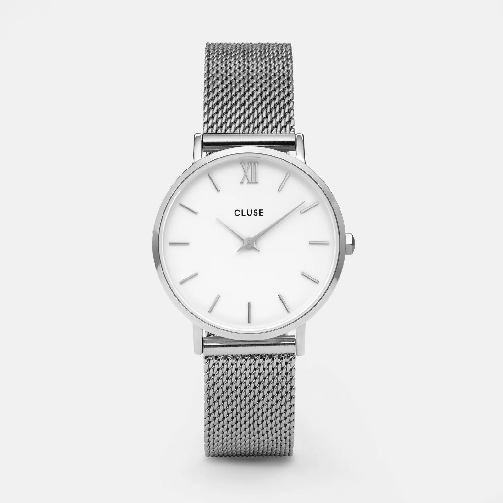 Gift Box Minuit Mesh & Leather Strap Silver Colour