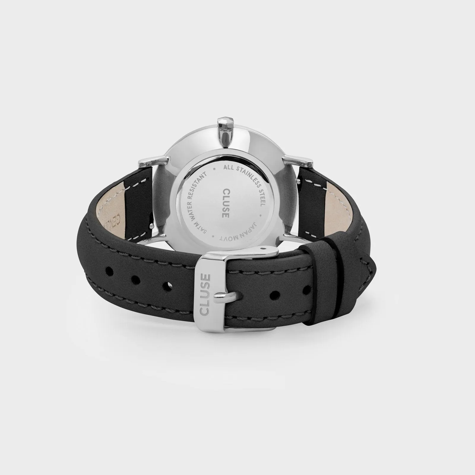 Gift Box Minuit Mesh & Leather Strap Silver Colour