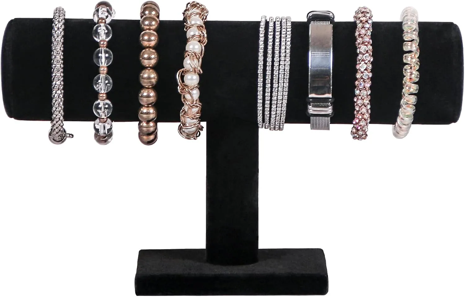 Julysky T bar Bracelet Holder,Bracelet Display Stand For Selling,Jewelry Organizer Watch Rack For Show (ALL Black, 1 Tier)