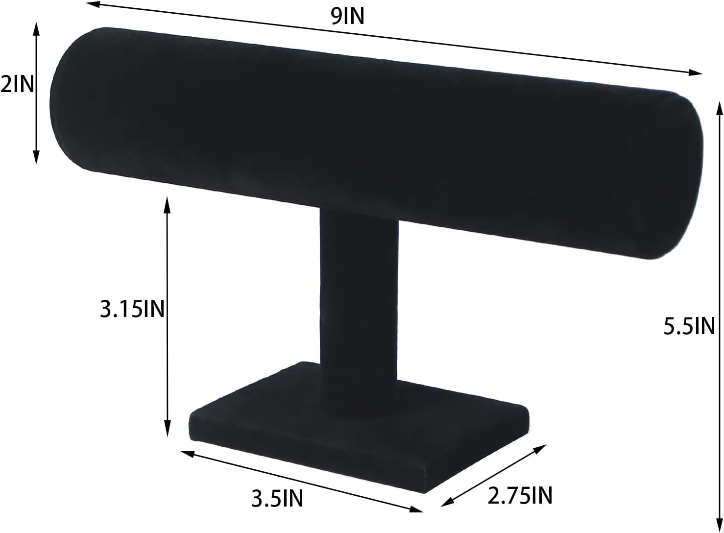 Julysky T bar Bracelet Holder,Bracelet Display Stand For Selling,Jewelry Organizer Watch Rack For Show (ALL Black, 1 Tier)