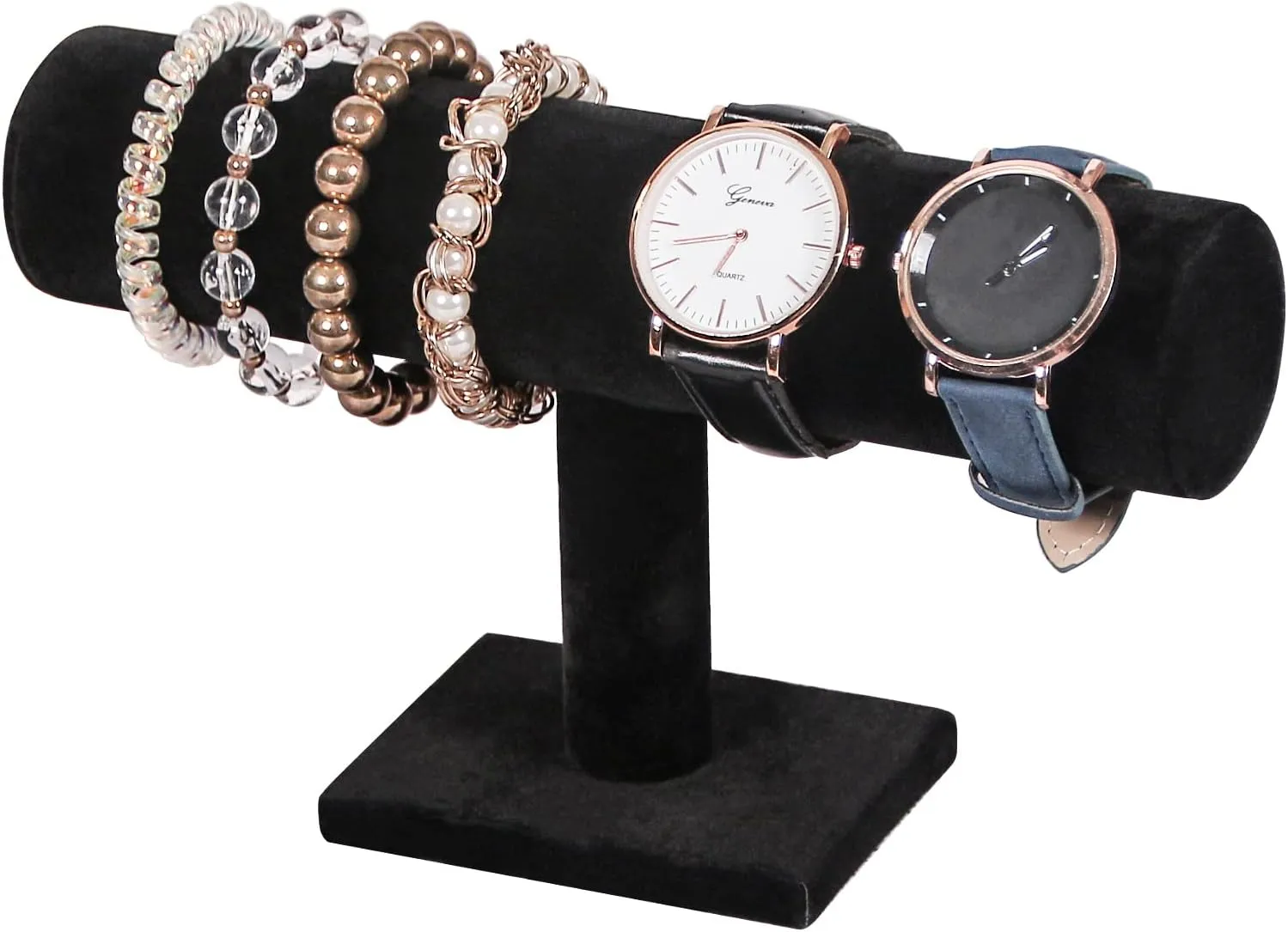 Julysky T bar Bracelet Holder,Bracelet Display Stand For Selling,Jewelry Organizer Watch Rack For Show (ALL Black, 1 Tier)