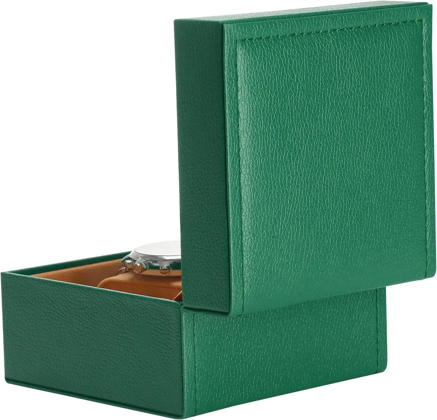 Luxury Single Watch Gift Box for Men Women, Single Watch Bracelet Bangle Jewelry Holder Storage Box Display Case Organizer (Green Style 2)