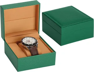 Luxury Single Watch Gift Box for Men Women, Single Watch Bracelet Bangle Jewelry Holder Storage Box Display Case Organizer (Green Style 2)