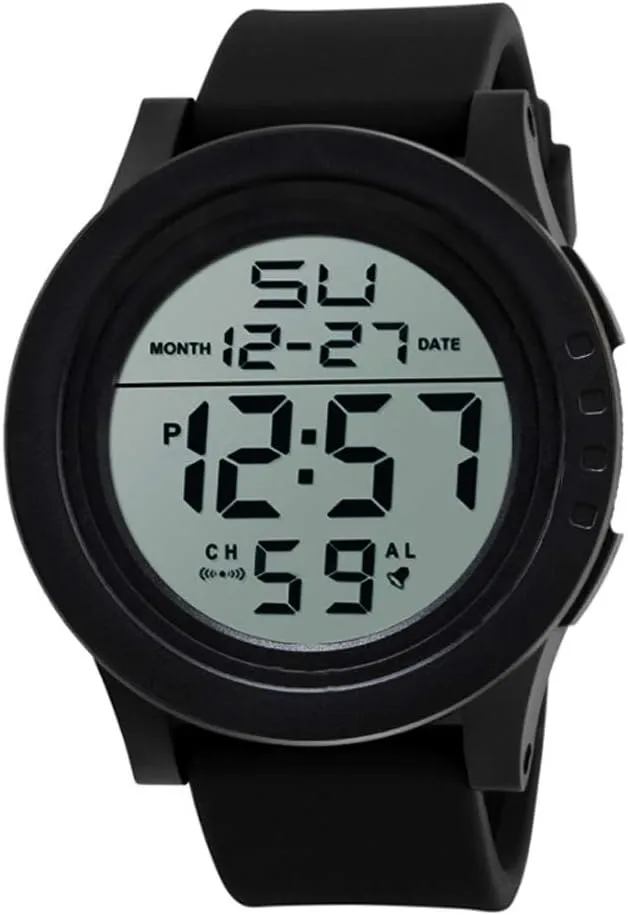 Men's Digital Sports Watch Waterproof Military Outdoor Wrist Watches for Men with LED Backlight Alarm Back Light