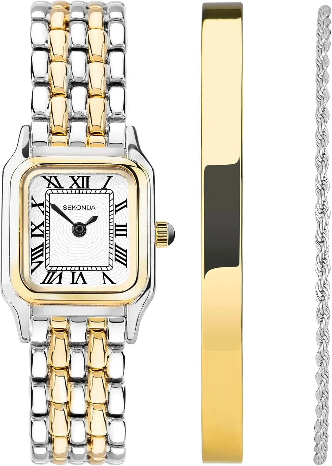 Sekonda Monica Gift Set Ladies 20mm Quartz Watch in White with Analogue Display, and Two Tone Alloy Strap 49039