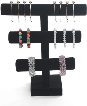 Stratalife Bracelet Holder Stand Jewelry Organizer 3 Tier Jewelry Display for Bracelet Watch Organizer Jewelry Tower for Women (Black Velvet)