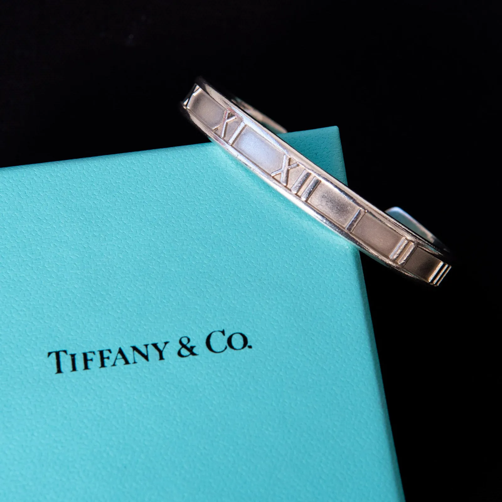 Tiffany and Co Silver Roman Numeral Bangle Bracelet