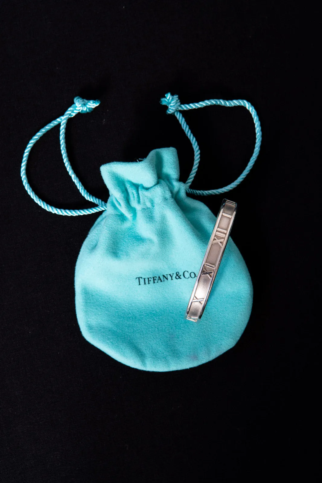 Tiffany and Co Silver Roman Numeral Bangle Bracelet