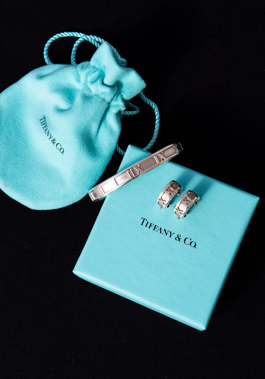 Tiffany and Co Silver Roman Numeral Bangle Bracelet