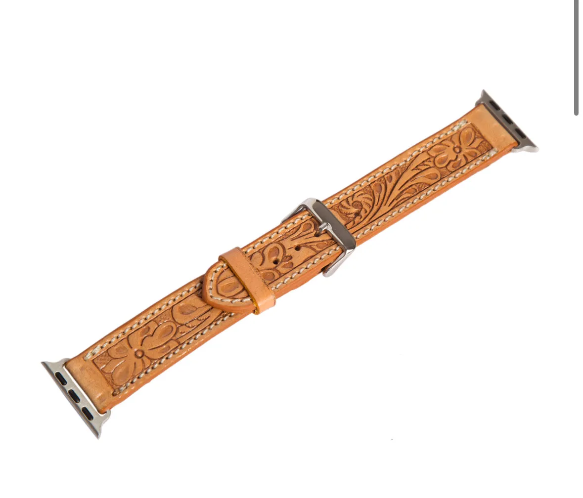 Tooling Leather Apple Watch Strap  WS100 Tan