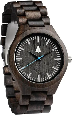Treehut Black Ebony Wooden Watch for Men with Adjustable Band and Stainless Steel Clasp, Japanese Quartz Analog Watch, Made from Black Ebony Wood